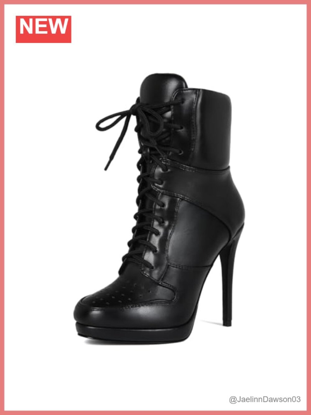Women's Round Toe Stiletto High Heel Lace Up PU Ankle Boots Clubwear